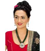 Mad Club Latest Stylish Black Beads Kundan Pearl Ruby Necklace Jewellery Sets with Earrings for Women & Girl