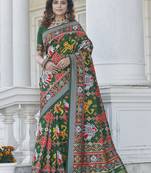 Green patola weaving silk designer saree