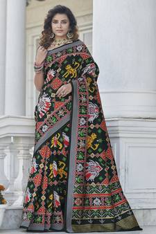 Black patola weaving silk designer saree