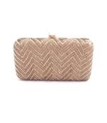 Bronze Zigzag Hand Embroidered Clutch