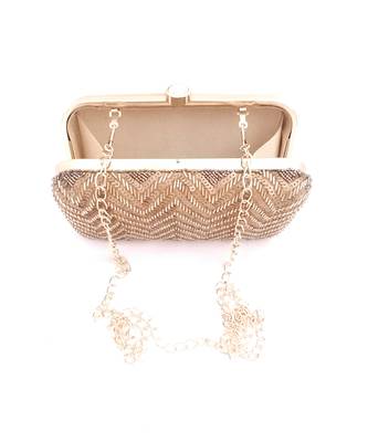 Bronze Zigzag Hand Embroidered Clutch 2