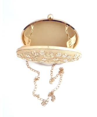 Oval Dabka Hand Embroidered Clutch 3