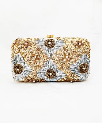 Shimmer Flower Hand Embroidered Clutch 1