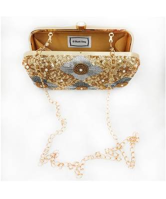 Shimmer Flower Hand Embroidered Clutch 3
