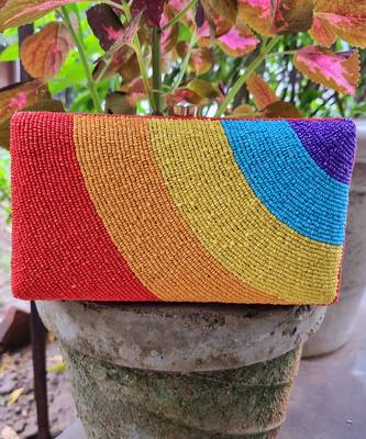 Rainbow Candy Hand Embroidered Clutch 1