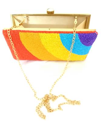 Rainbow Candy Hand Embroidered Clutch 3