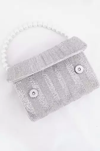 Silver Flapover Clutch
