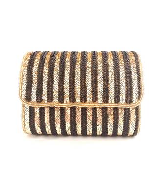 Black And Gold Flap Over Clutch 1