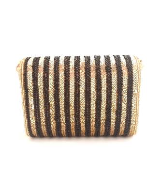 Black And Gold Flap Over Clutch 2