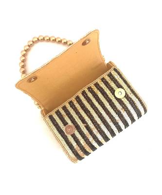 Black And Gold Flap Over Clutch 3