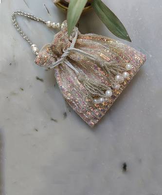 Silver Rainbow Sequins Hand Embroidered Potli 2