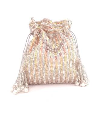 Silver Rainbow Sequins Hand Embroidered Potli 1