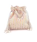 Silver Rainbow Sequins Hand Embroidered Potli