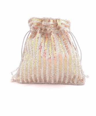 Silver Rainbow Sequins Hand Embroidered Potli 3