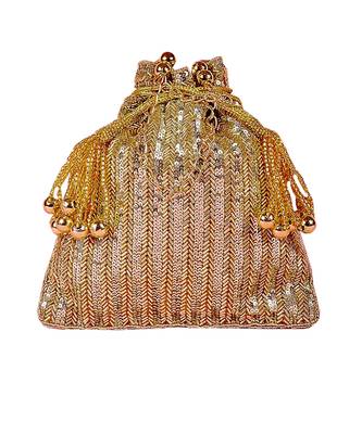 Gold Sequins Hand Embroidered Potli 1