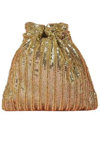 Gold Sequins Hand Embroidered Potli