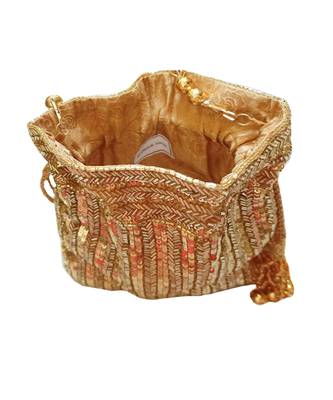 Gold Sequins Hand Embroidered Potli 3
