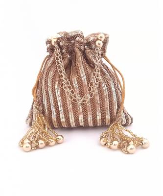 Antique Gold Sequins Hand Embroidered Potli 1
