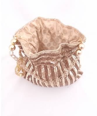 Antique Gold Sequins Hand Embroidered Potli 2