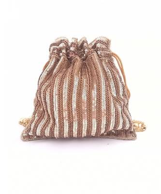 Antique Gold Sequins Hand Embroidered Potli 3