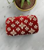 Maroon Floral Hand Embroidered Clutch