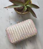 Silver Rainbow Hand Embroidered Clutch