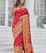 Pink Zari Weaving Soft Banarasi Silk Designer saree