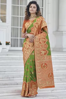 Green Zari Weaving Soft Banarasi Silk Designer saree