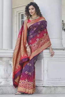 Purple Zari Weaving Soft Banarasi Silk Designer saree
