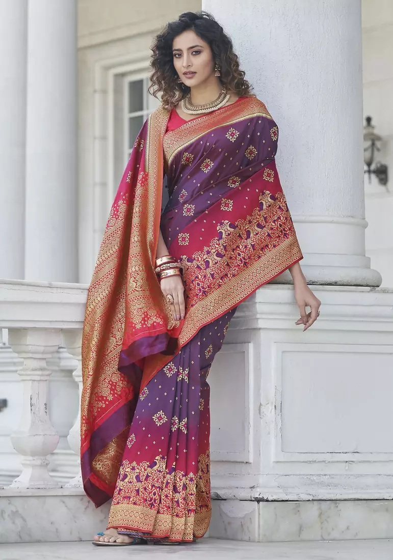 Purple Zari Weaving Soft Banarasi Silk Designer saree