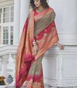 Grey Zari Weaving Soft Banarasi Silk Designer saree