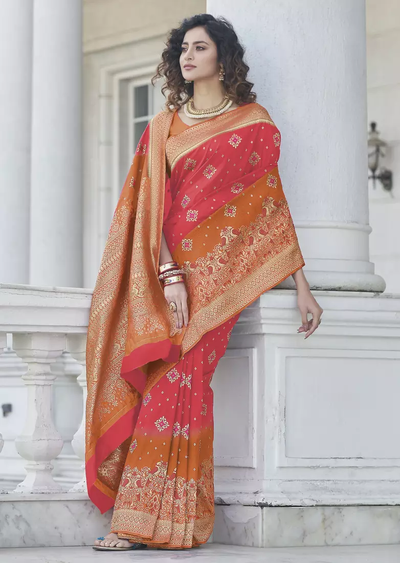 Pink Zari Weaving Soft Banarasi Silk Designer saree