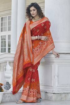 Red Zari Weaving Soft Banarasi Silk Designer saree