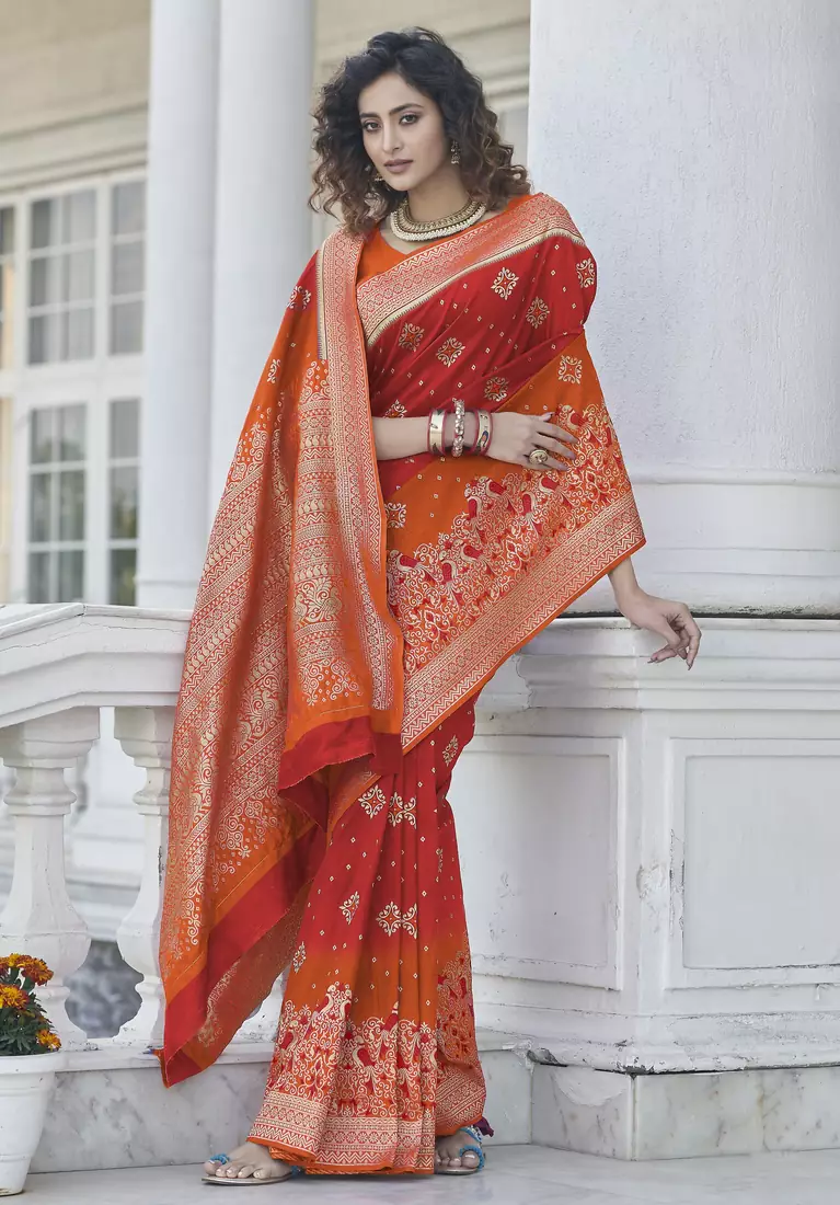 Red Zari Weaving Soft Banarasi Silk Designer saree