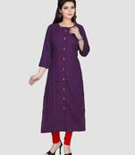 Navy Blue Colour Rayon Chex Print Designer Straight Kurti
