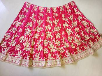 Pink Glitter Sequin Embroidered Velvet Semi Stitched Wedding lehenga 5