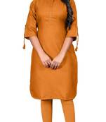 Jheenu Women's Cotton Blend Solid Straight Fit Kurti 
