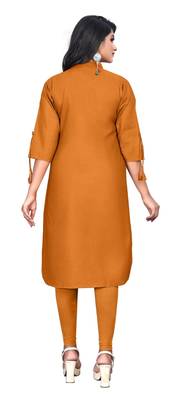 Jheenu Women's Cotton Blend Solid Straight Fit Kurti  2