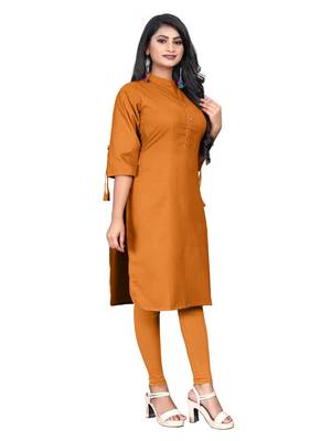 Jheenu Women's Cotton Blend Solid Straight Fit Kurti  5