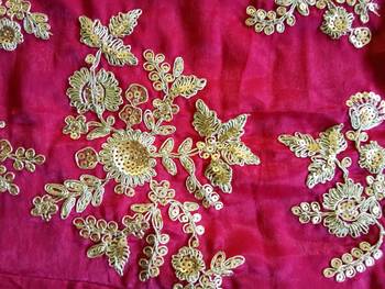 Pink Glitter Sequin Embroidered Velvet Semi Stitched Wedding lehenga 7