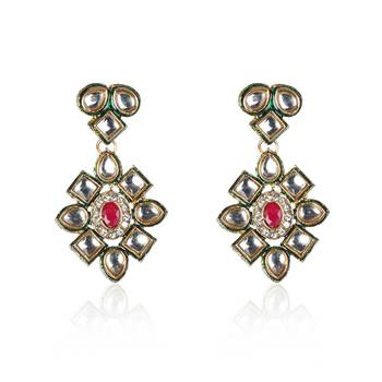 Mad Club Crystal Shine Multistrand Maroon Beads Ethnic Kundan Necklace & Earring Set For Women 3