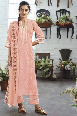 Neat pure cotton pink printed salwar suit 1