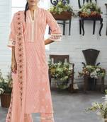 Neat pure cotton pink printed salwar suit