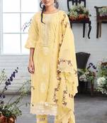Terrific pure cotton yellow printed salwar suit