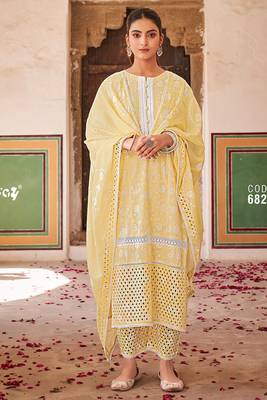 Amaz borer work orange cotton printed salwar suit 1