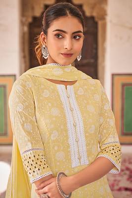 Amaz borer work orange cotton printed salwar suit 2