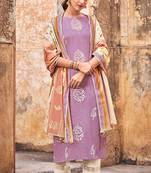 Graceful purple batik printed salwar suit dupatta