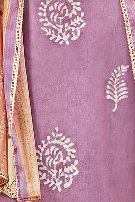 Graceful purple batik printed salwar suit dupatta 4