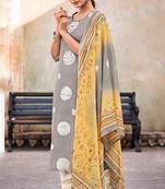 Mesmeric grey batik printed salwar suit dupatta