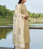 Superb bemberg cotton brown printed salwar suit with mask